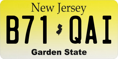 NJ license plate B71QAI