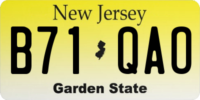 NJ license plate B71QAO