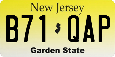 NJ license plate B71QAP