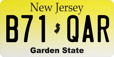 NJ license plate B71QAR