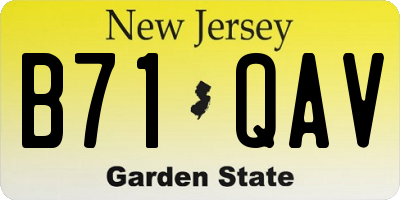 NJ license plate B71QAV