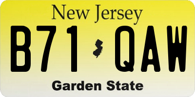 NJ license plate B71QAW