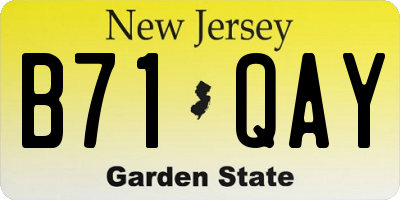 NJ license plate B71QAY