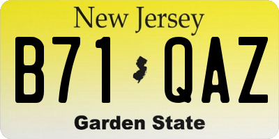 NJ license plate B71QAZ