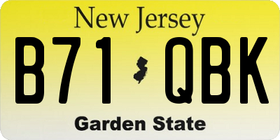 NJ license plate B71QBK