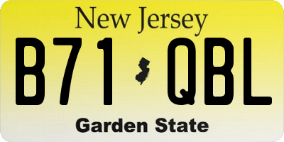 NJ license plate B71QBL
