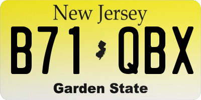 NJ license plate B71QBX
