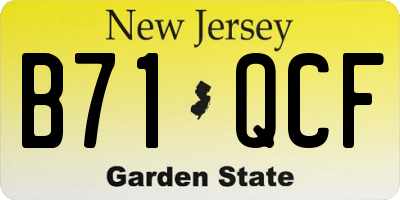 NJ license plate B71QCF