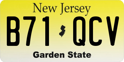 NJ license plate B71QCV