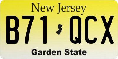NJ license plate B71QCX