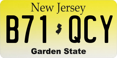 NJ license plate B71QCY