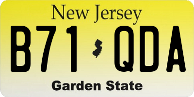 NJ license plate B71QDA