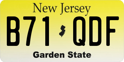 NJ license plate B71QDF