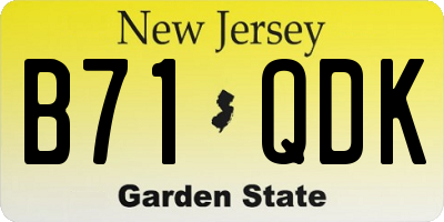 NJ license plate B71QDK