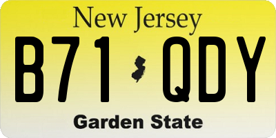 NJ license plate B71QDY
