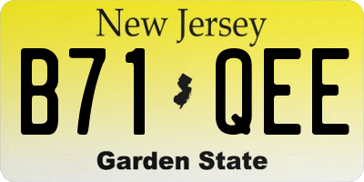 NJ license plate B71QEE