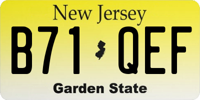 NJ license plate B71QEF