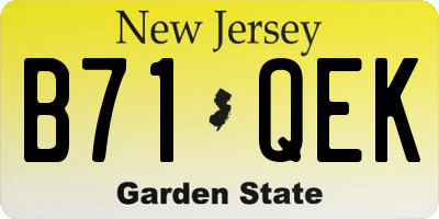NJ license plate B71QEK
