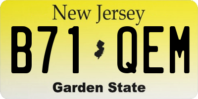 NJ license plate B71QEM