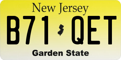 NJ license plate B71QET
