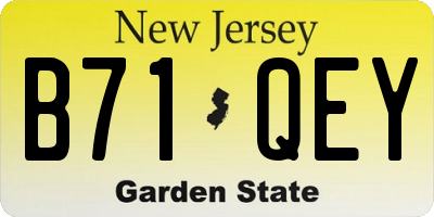 NJ license plate B71QEY