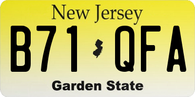 NJ license plate B71QFA