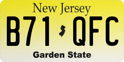 NJ license plate B71QFC