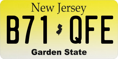 NJ license plate B71QFE