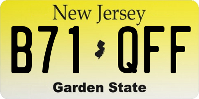 NJ license plate B71QFF