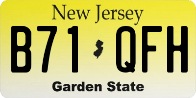 NJ license plate B71QFH