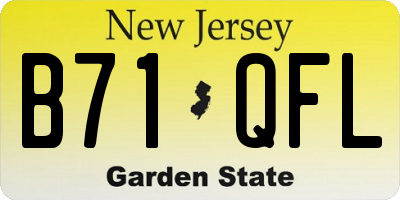 NJ license plate B71QFL