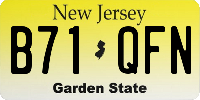 NJ license plate B71QFN