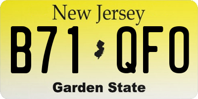 NJ license plate B71QFO