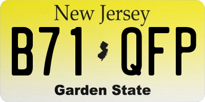 NJ license plate B71QFP