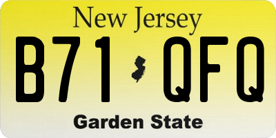 NJ license plate B71QFQ