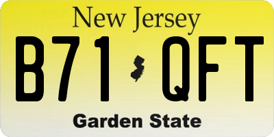 NJ license plate B71QFT