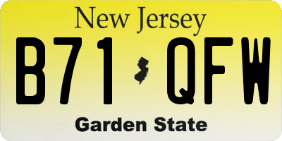 NJ license plate B71QFW