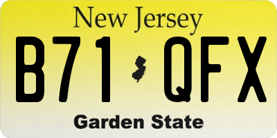 NJ license plate B71QFX