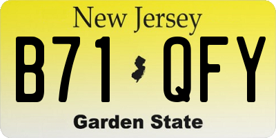 NJ license plate B71QFY