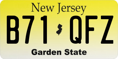 NJ license plate B71QFZ