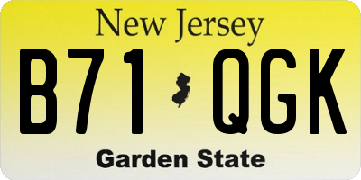 NJ license plate B71QGK