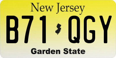 NJ license plate B71QGY