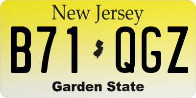 NJ license plate B71QGZ