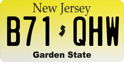 NJ license plate B71QHW