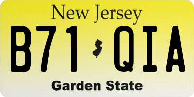 NJ license plate B71QIA