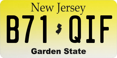 NJ license plate B71QIF