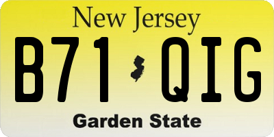 NJ license plate B71QIG