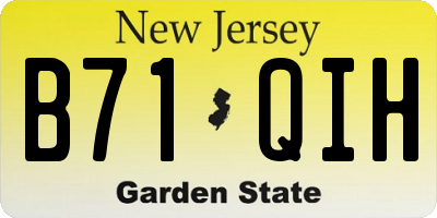 NJ license plate B71QIH