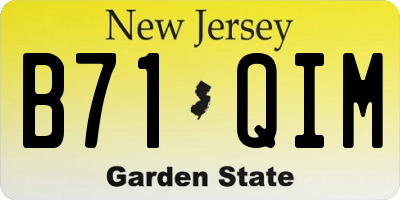 NJ license plate B71QIM