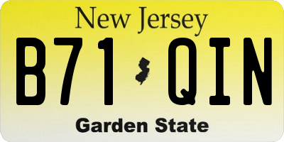 NJ license plate B71QIN
